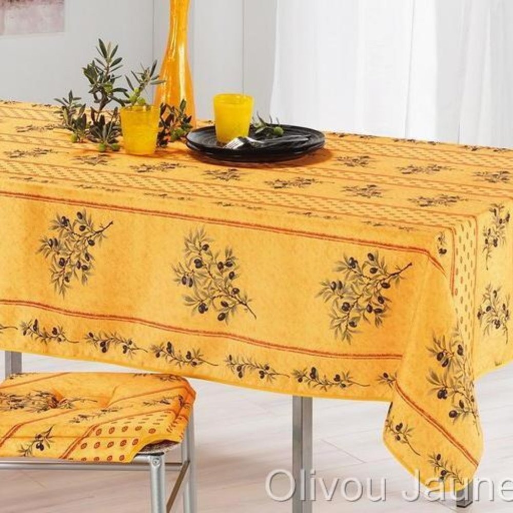 60x96 RECTANGLE LEAFY OLIVES PROVENCE TABLECLOTH
